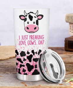 Pink Cow Tumbler with Glitter