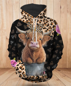 Highland Cow Leopard Hoodie
