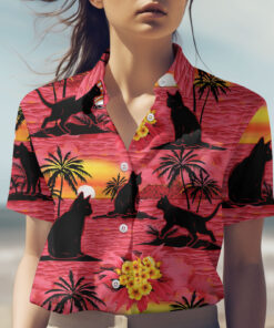 Cat Sunset Haiwaiian Shirt