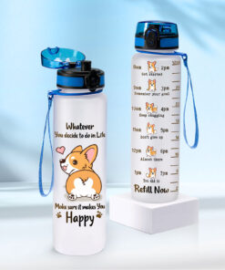 Time-Marked Water Bottle with Corgi Design