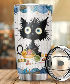 Black Cat Crochet Tumbler